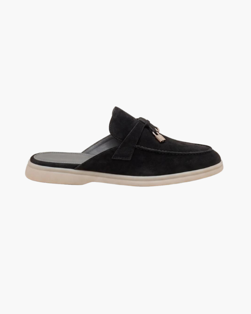 Schwarze Wildleder Mittelmeer-Mules