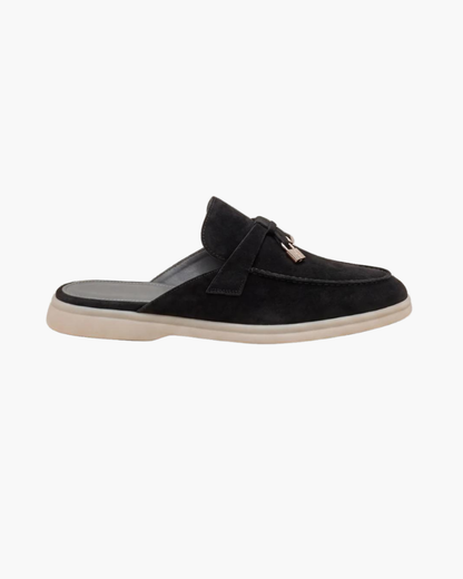 Schwarze Wildleder Mittelmeer-Mules