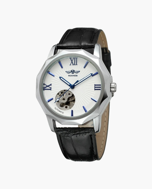 Klassische Skeleton Zifferblatt Stahl Uhr