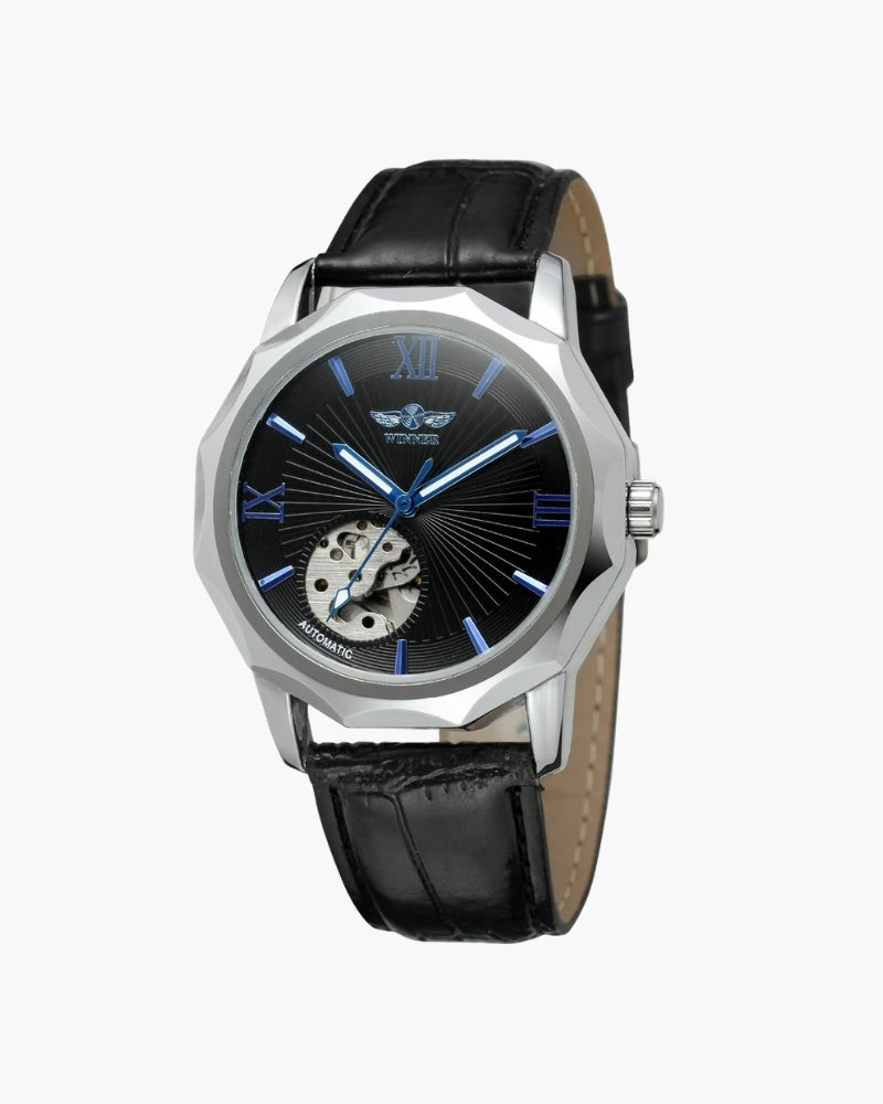 Klassische Skeleton Zifferblatt Stahl Uhr