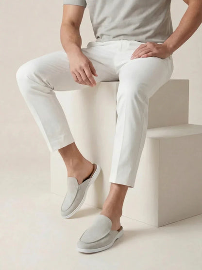 Weiße Wildleder Yacht-Mules