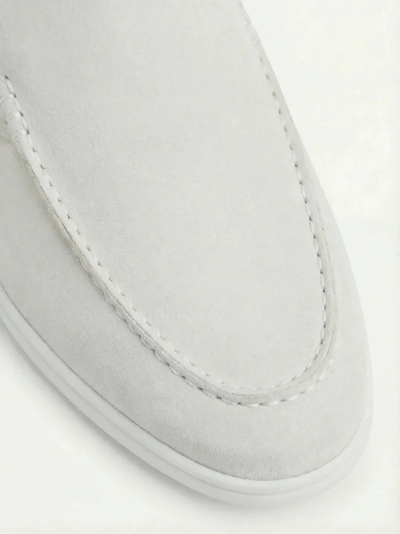 Weiße Wildleder Yacht-Mules
