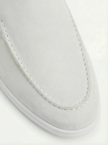Weiße Wildleder Yacht-Mules