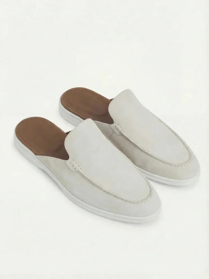 Weiße Wildleder Yacht-Mules