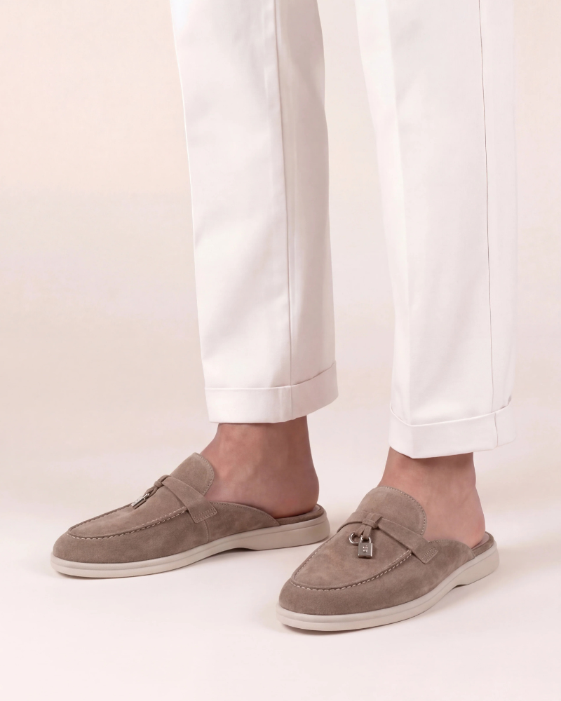 Beige Wildleder Mediterraner Mule