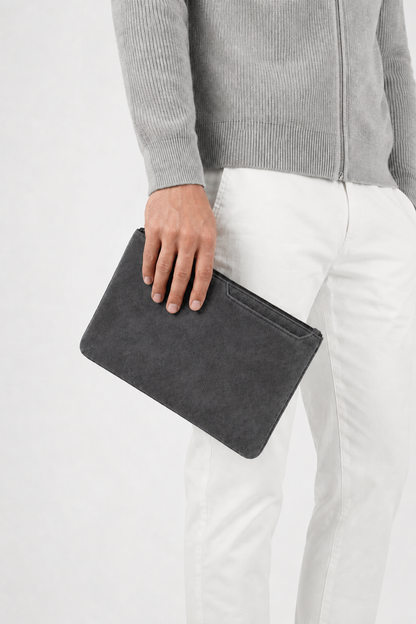 Alcantara Clutch Bag Dunkelgrau