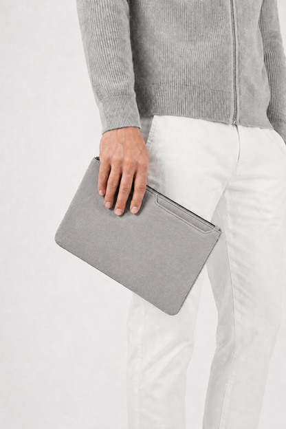 Alcantara Clutch Bag Mondstein Grau