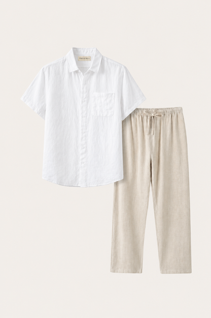 Trento Leinen Set Weiß/Beige