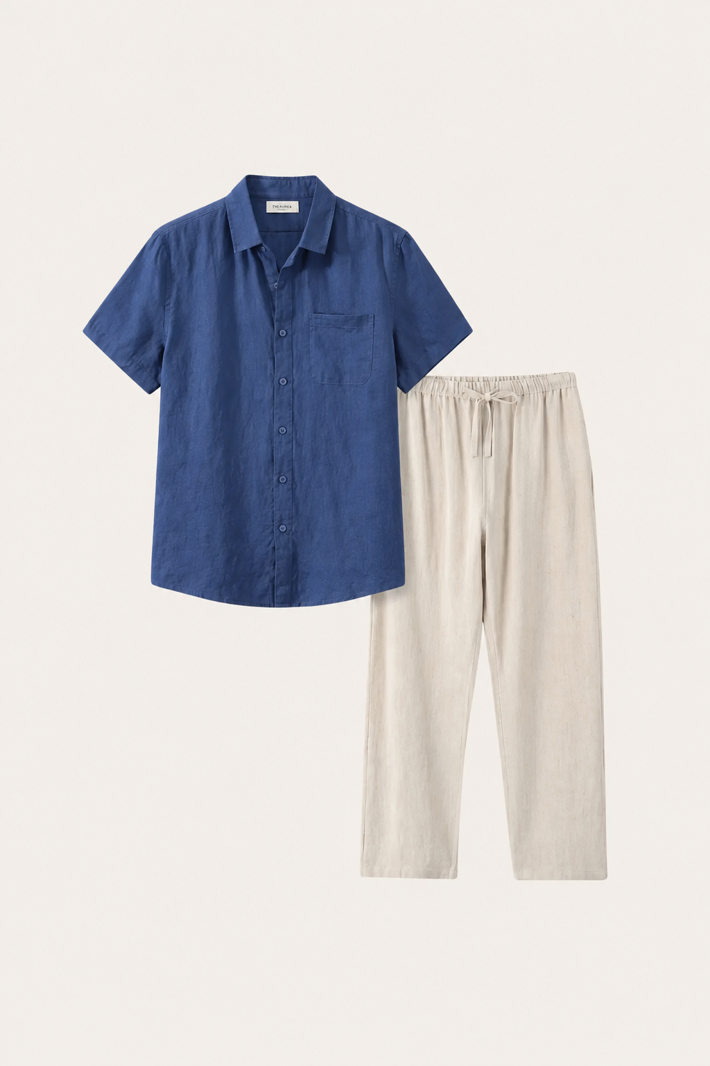 Trento Leinen-Set Blau/Beige