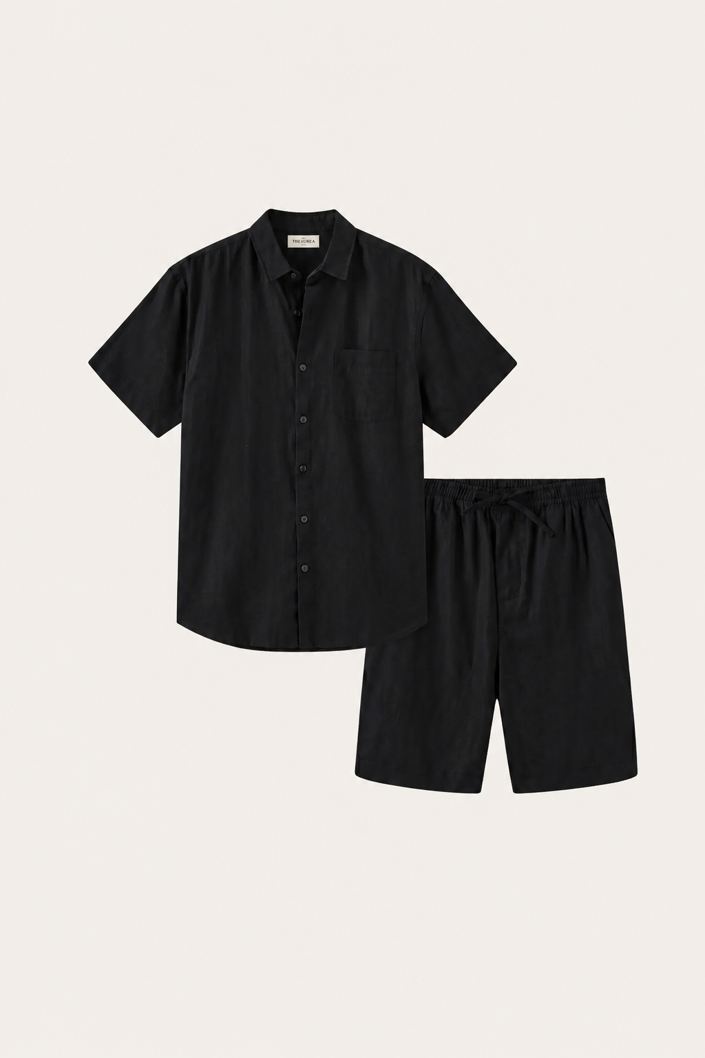 Verona Leinenhemd & Shorts Schwarz