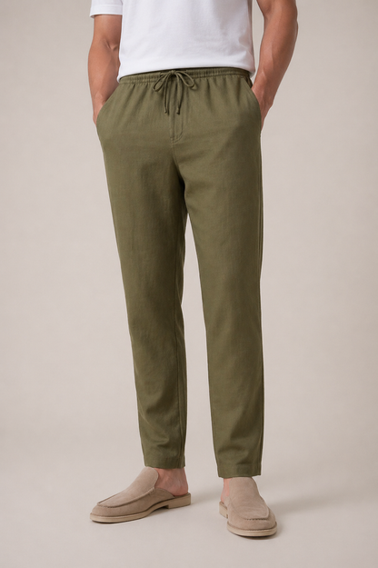 Leinen Bayside Hose Oliv