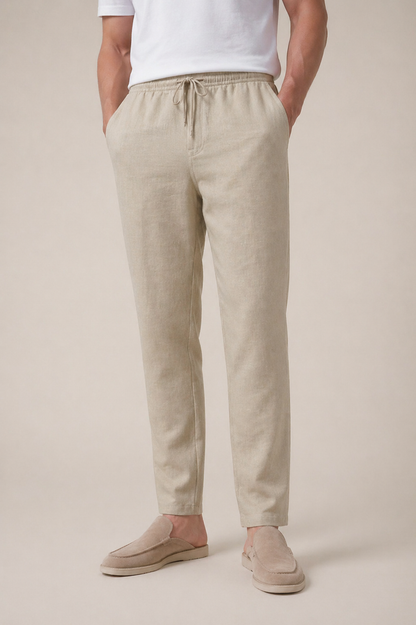 Leinen Bayside Hose Beige