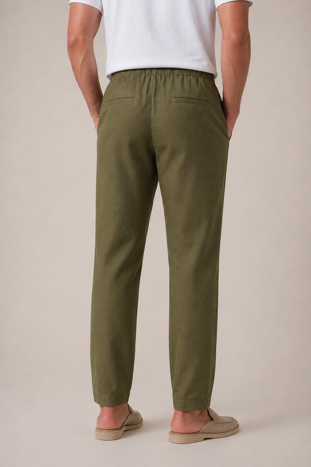 Leinen Bayside Hose Oliv