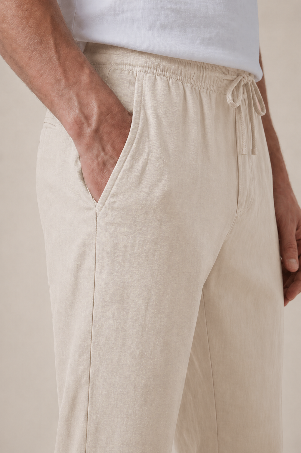 Leinen Bayside Hose Beige