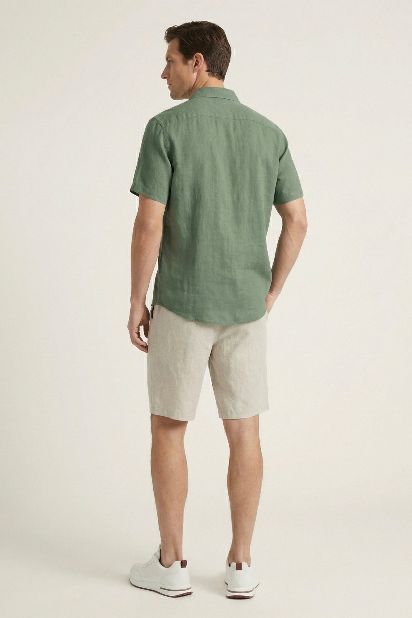 Verona Leinenhemd & Shorts Grün/Beige