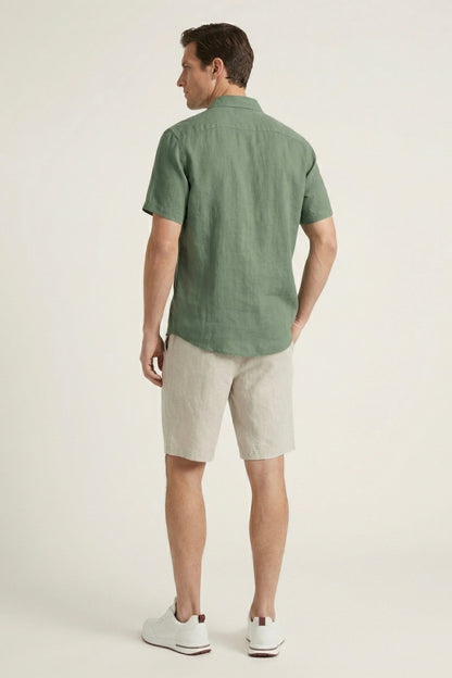 Verona Leinenhemd & Shorts Grün/Beige
