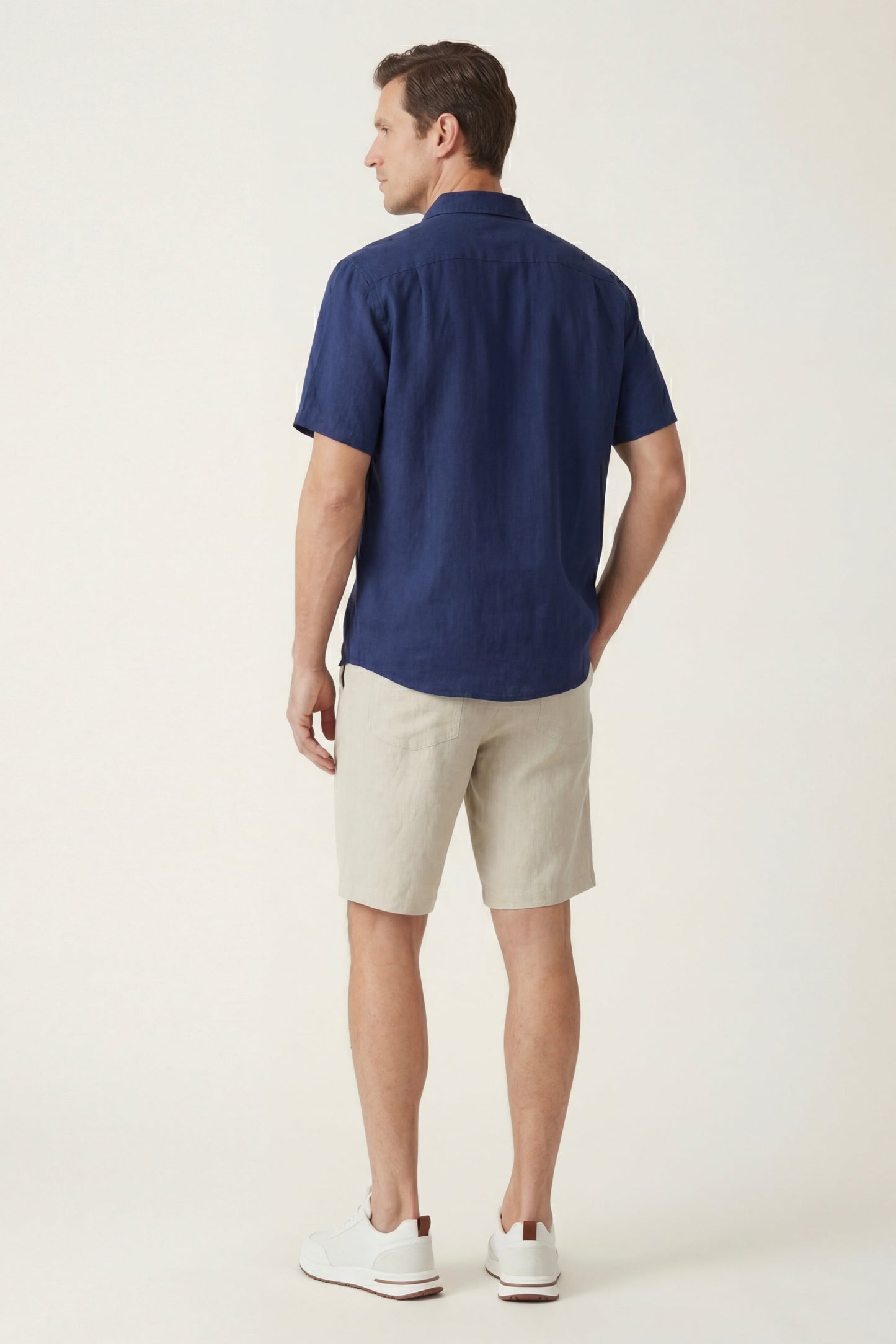 Verona Leinenhemd & Shorts Navy/Beige