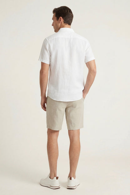 Verona Leinenhemd & Shorts Weiß/Beige