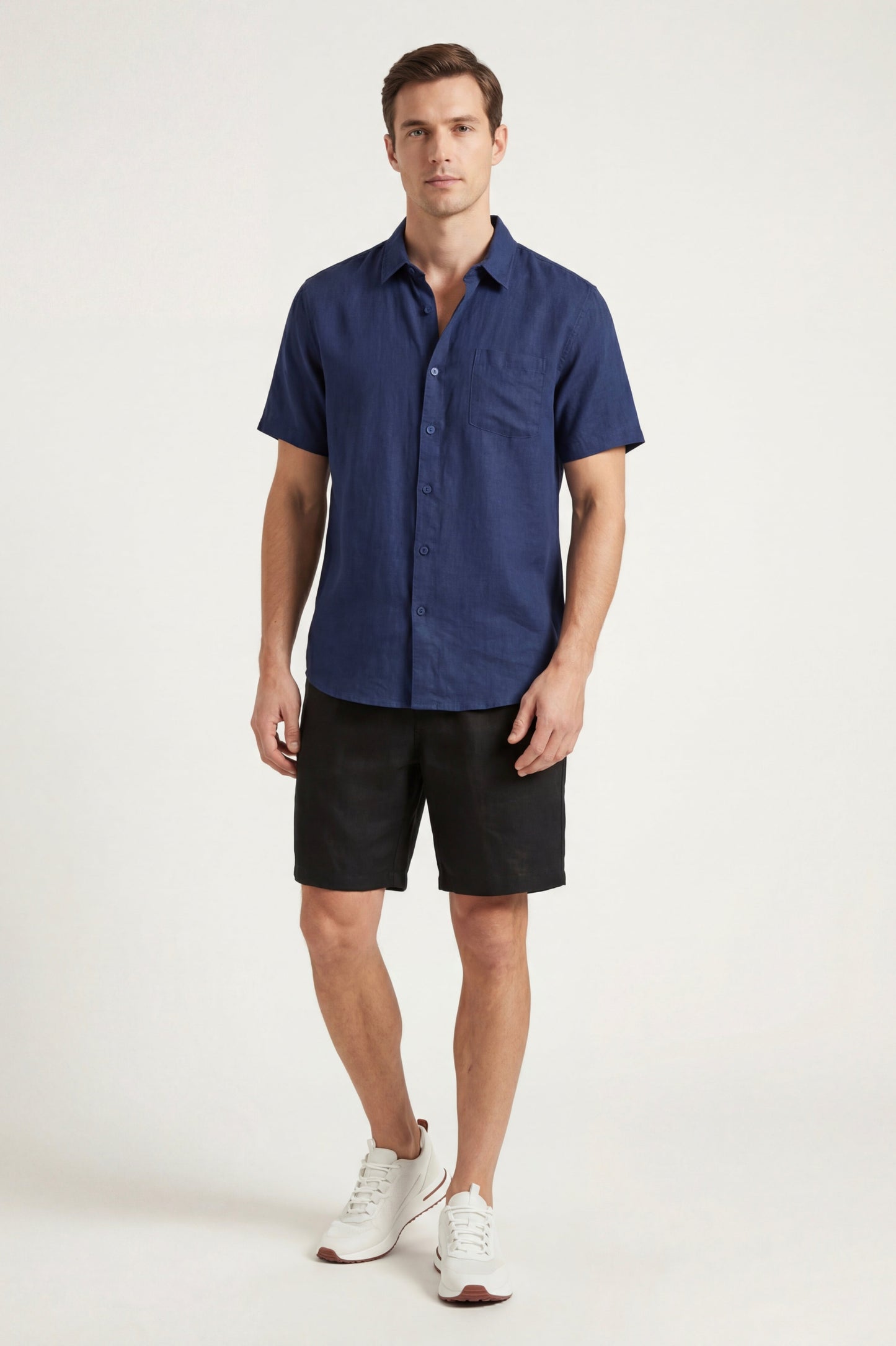 Verona Leinenhemd & Shorts Navy/Schwarz