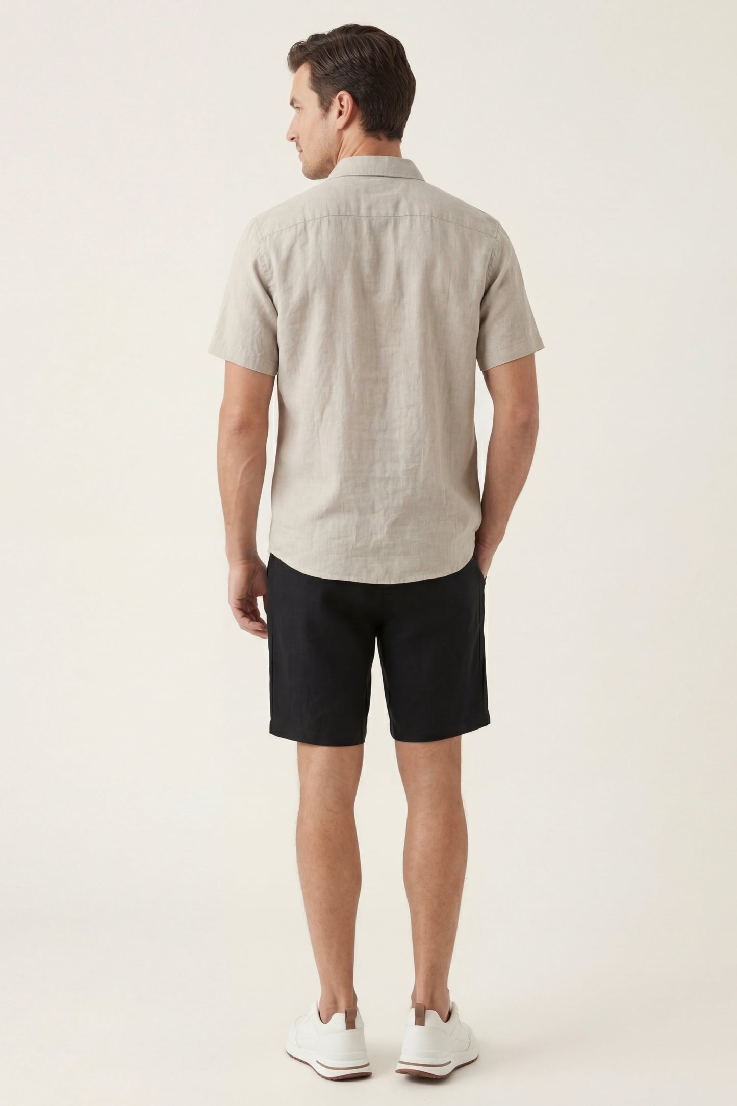 Verona Leinenhemd & Shorts Beige/Schwarz