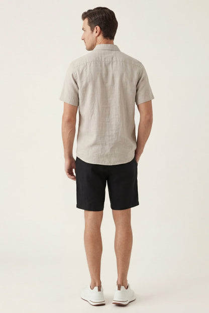 Verona Leinenhemd & Shorts Beige/Schwarz