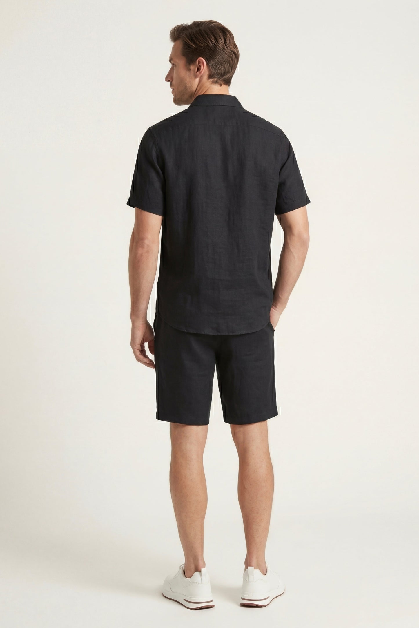 Verona Leinenhemd & Shorts Schwarz