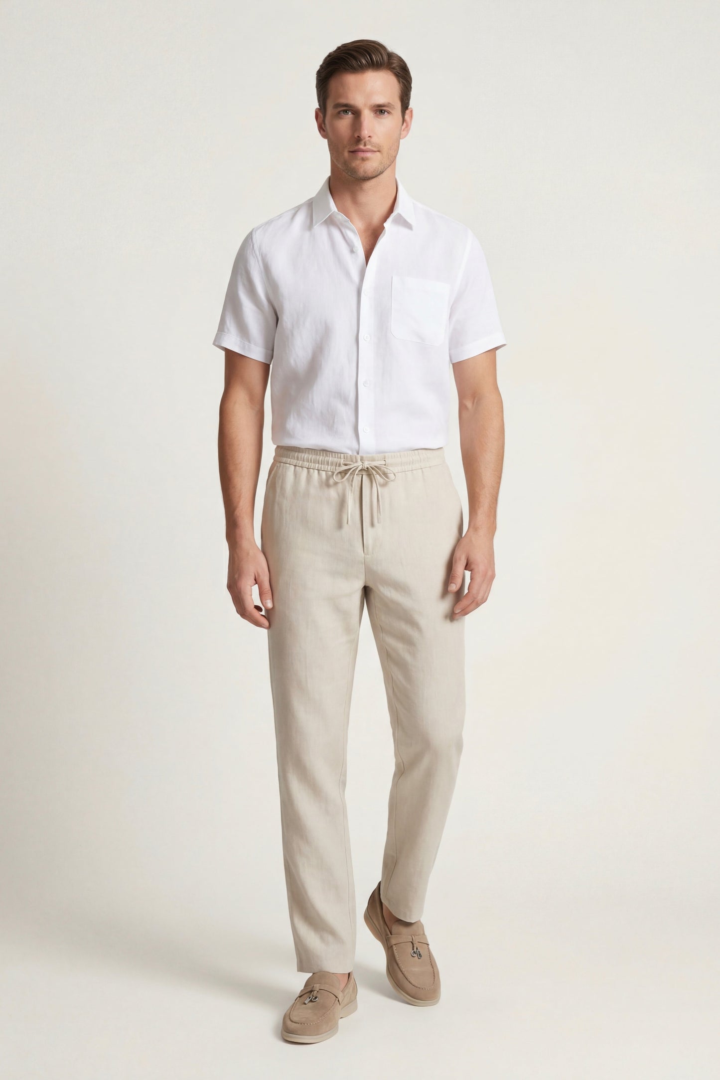 Trento Leinen Set Weiß/Beige