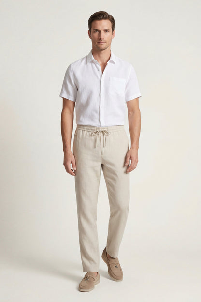 Trento Leinen Set Weiß/Beige