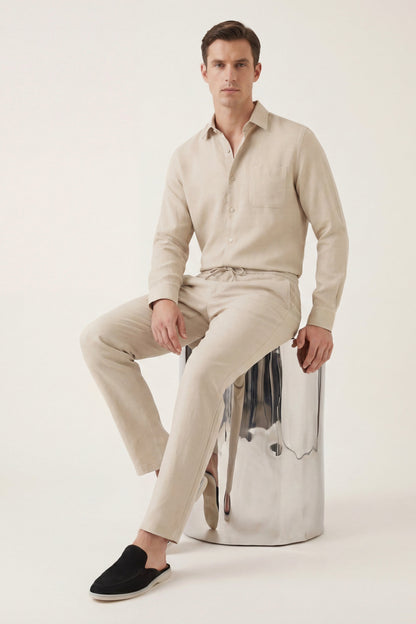 Bellagio Leinen Set Langarm Beige