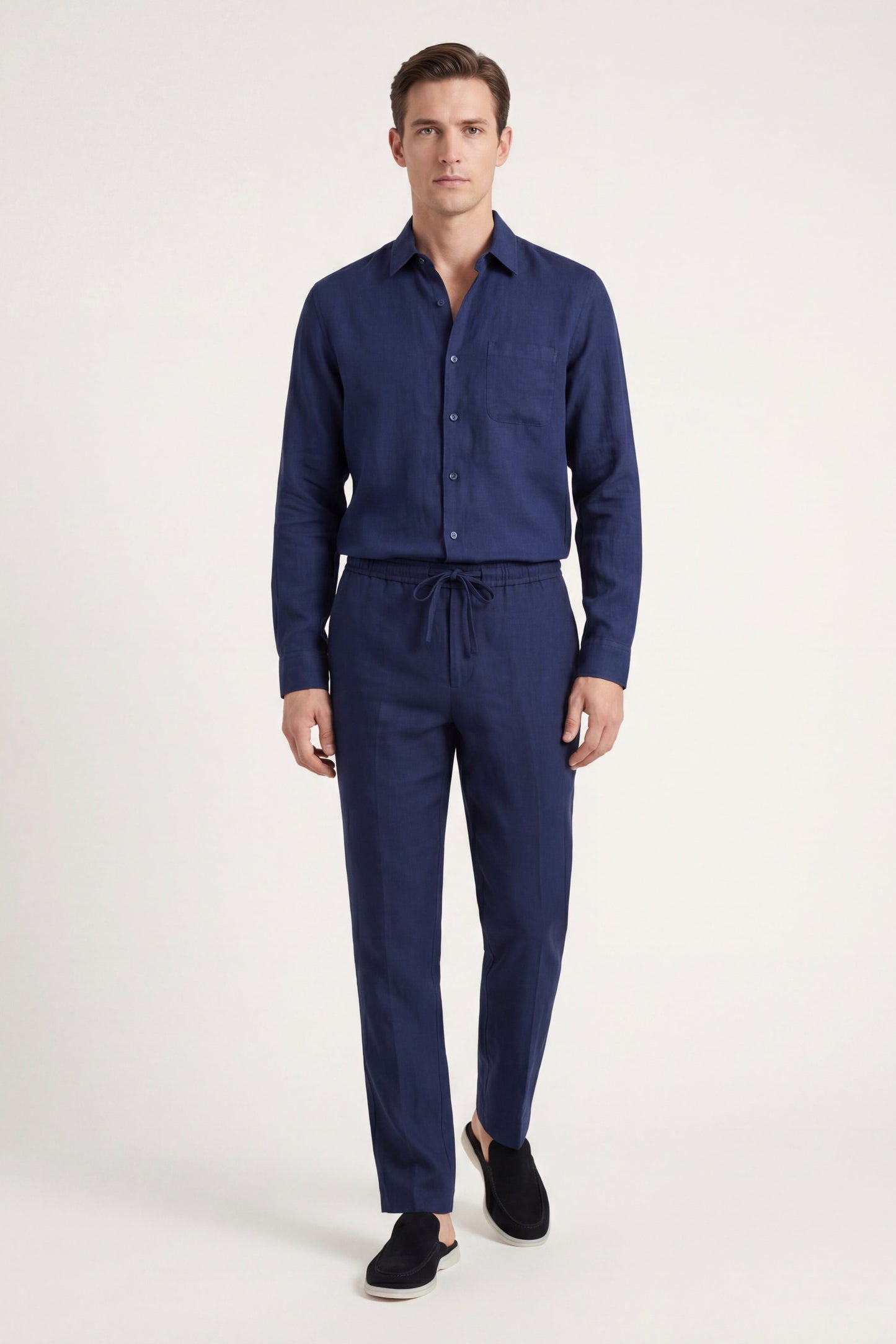 Bellagio Leinen Set Langarm Navy