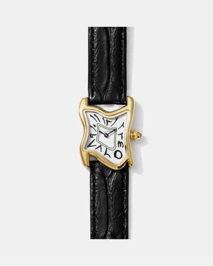 Quadratische Schmelz-Uhr Klein Gold