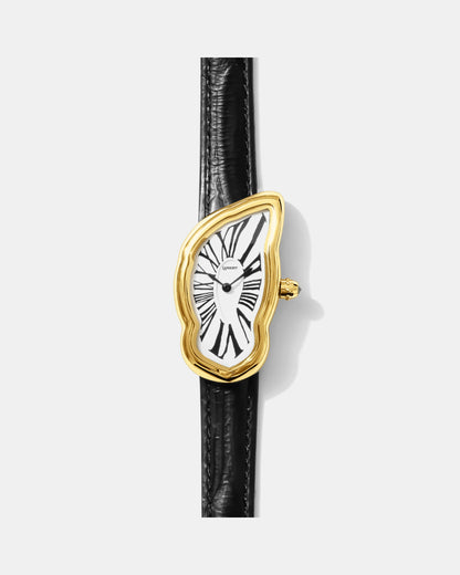Schmelzende Uhr Groß Gold