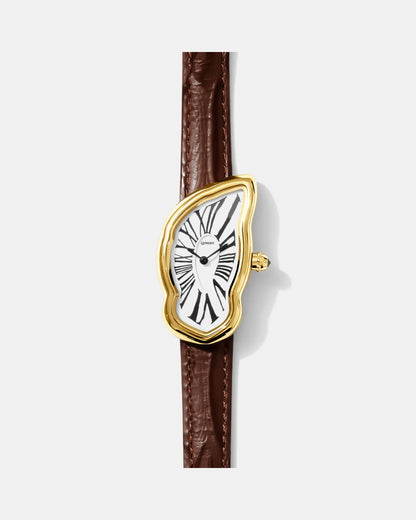 Schmelzende Uhr Groß Gold
