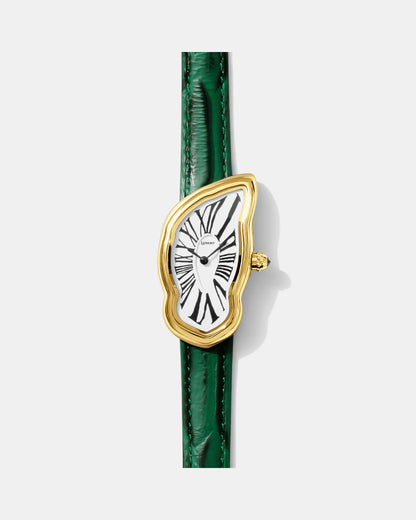 Schmelzende Uhr Groß Gold