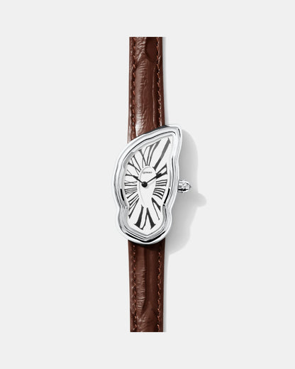 Schmelzende Uhr Groß Silber