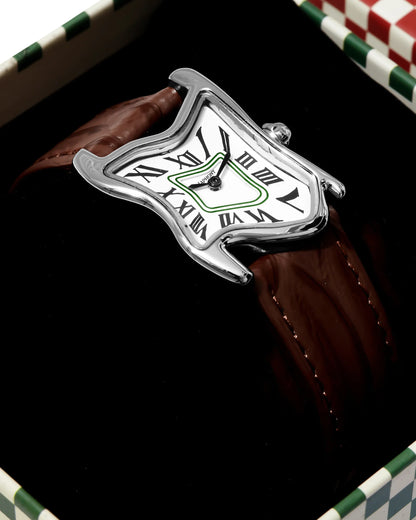 Quadratische Schmelz-Uhr Klein Silber