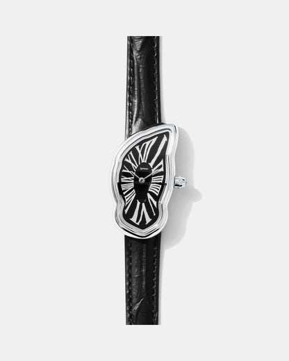 Schmelzende Uhr Groß Silber