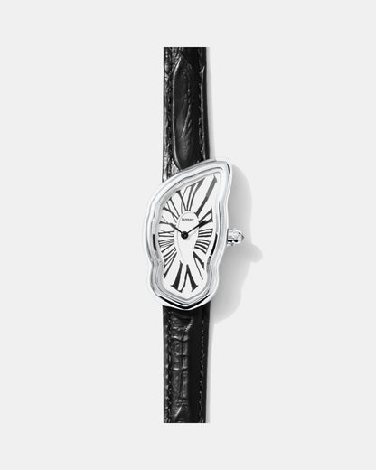 Schmelzende Uhr Groß Silber