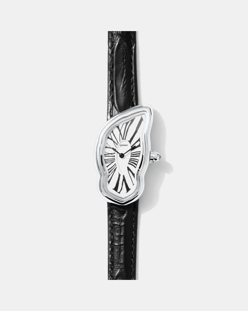 Schmelzende Uhr Groß Silber