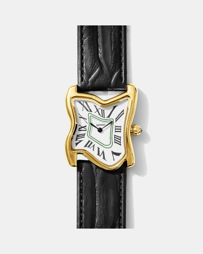 Quadratische Schmelz-Uhr Groß Gold