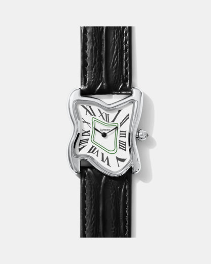 Quadratische Schmelz-Uhr Groß Silber