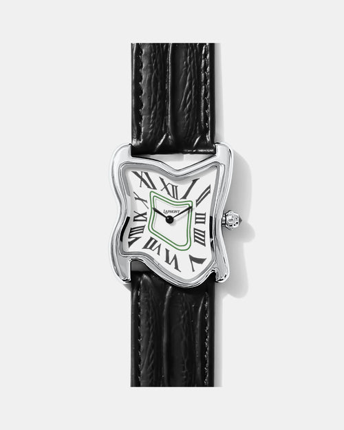 Quadratische Schmelz-Uhr Groß Silber