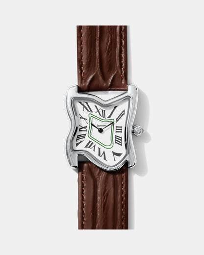 Quadratische Schmelz-Uhr Groß Silber