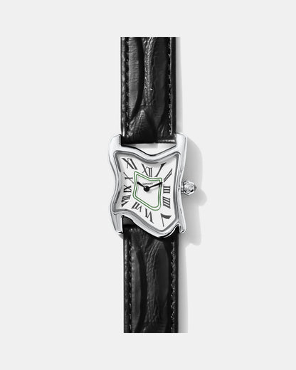 Quadratische Schmelz-Uhr Klein Silber