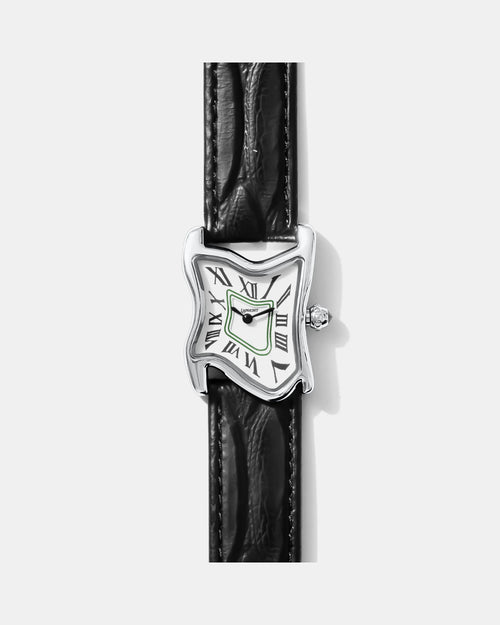 Quadratische Schmelz-Uhr Klein Silber