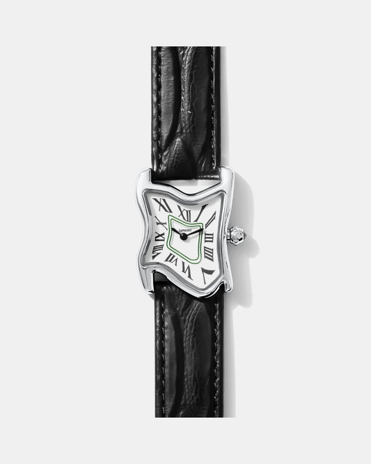 Quadratische Schmelz-Uhr Klein Silber