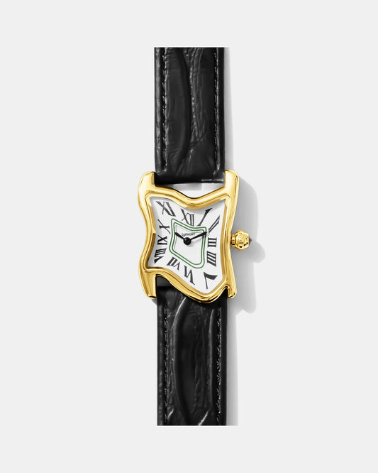 Quadratische Schmelz-Uhr Klein Gold