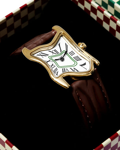 Quadratische Schmelz-Uhr Klein Gold