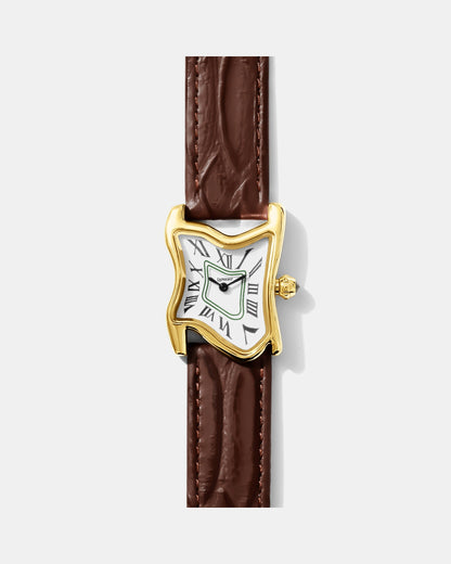 Quadratische Schmelz-Uhr Klein Gold