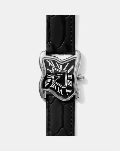 Quadratische Schmelz-Uhr Groß Silber